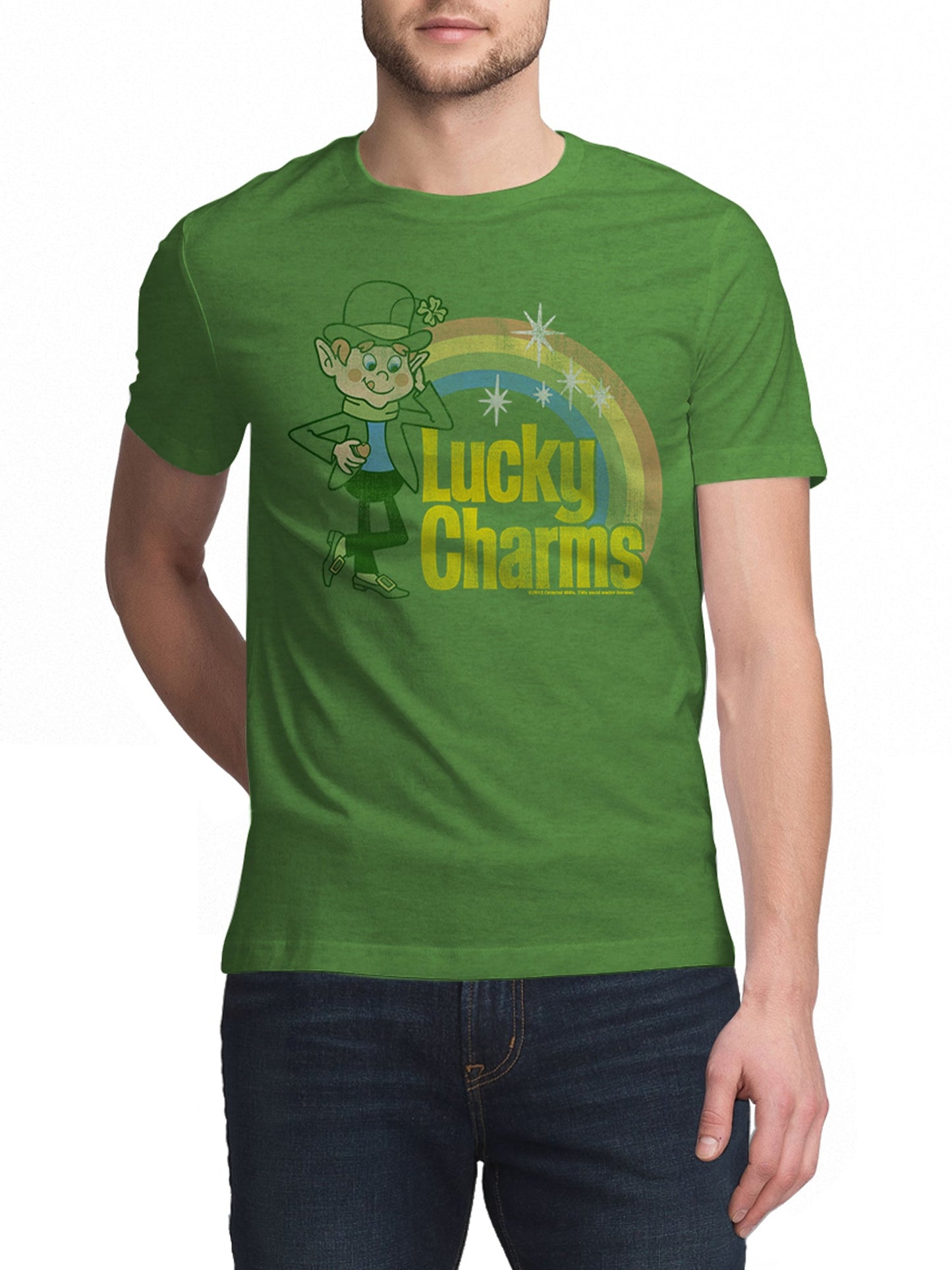 Lucky Charms Retro Rainbow Mens T Shirt Green