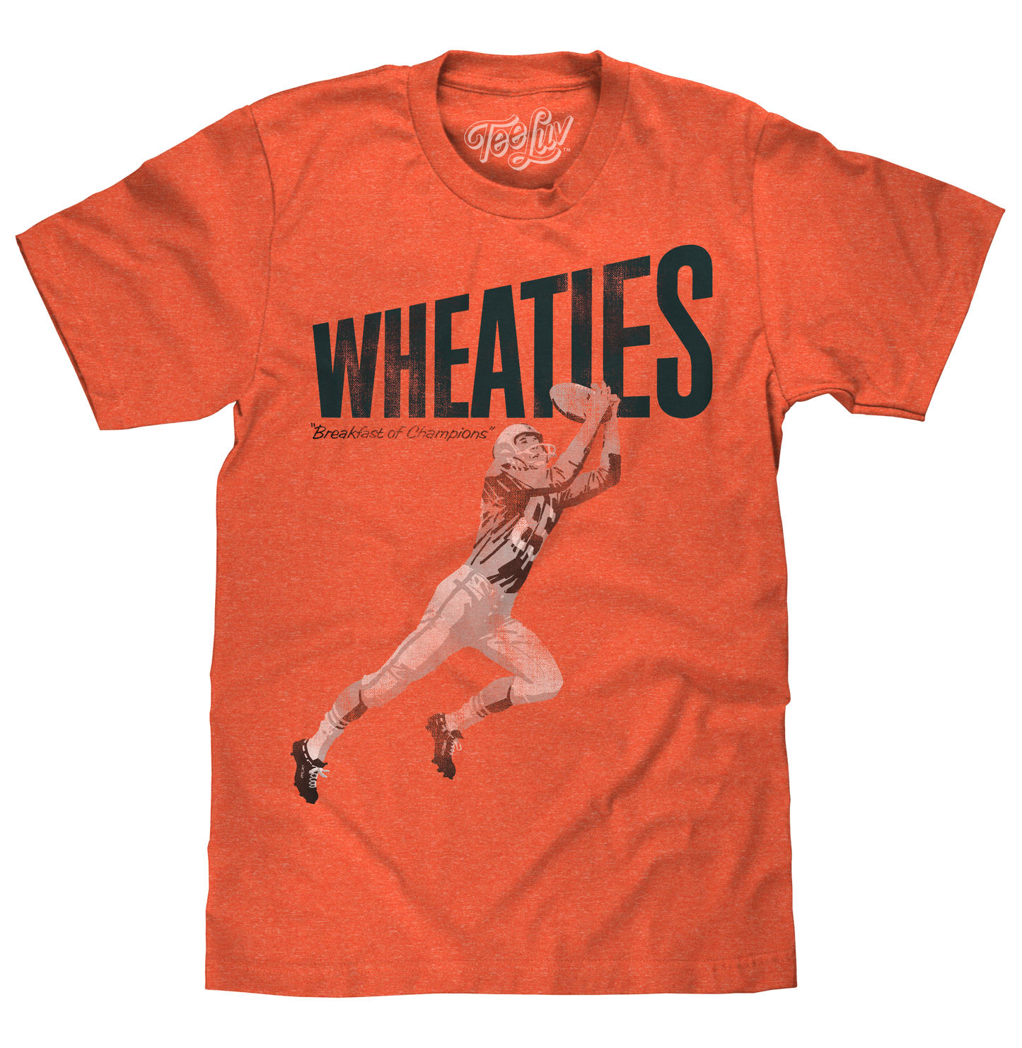 Wheaties Breakfast of Champions Football Player Mens T Shirt Orange
