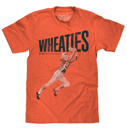 Wheaties Breakfast of Champions Football Player Mens T Shirt Orange