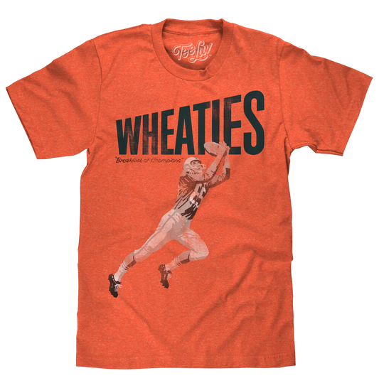 Wheaties Breakfast of Champions Football Player Mens T Shirt Orange