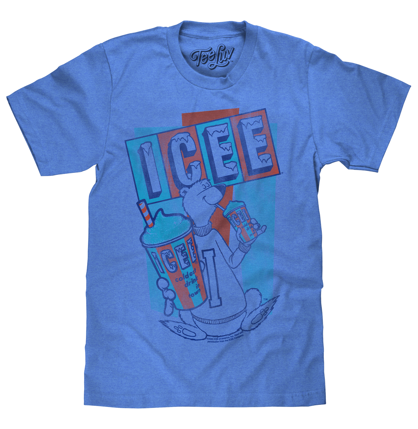 ICEE Polar Bear Logo Mens T Shirt Blue