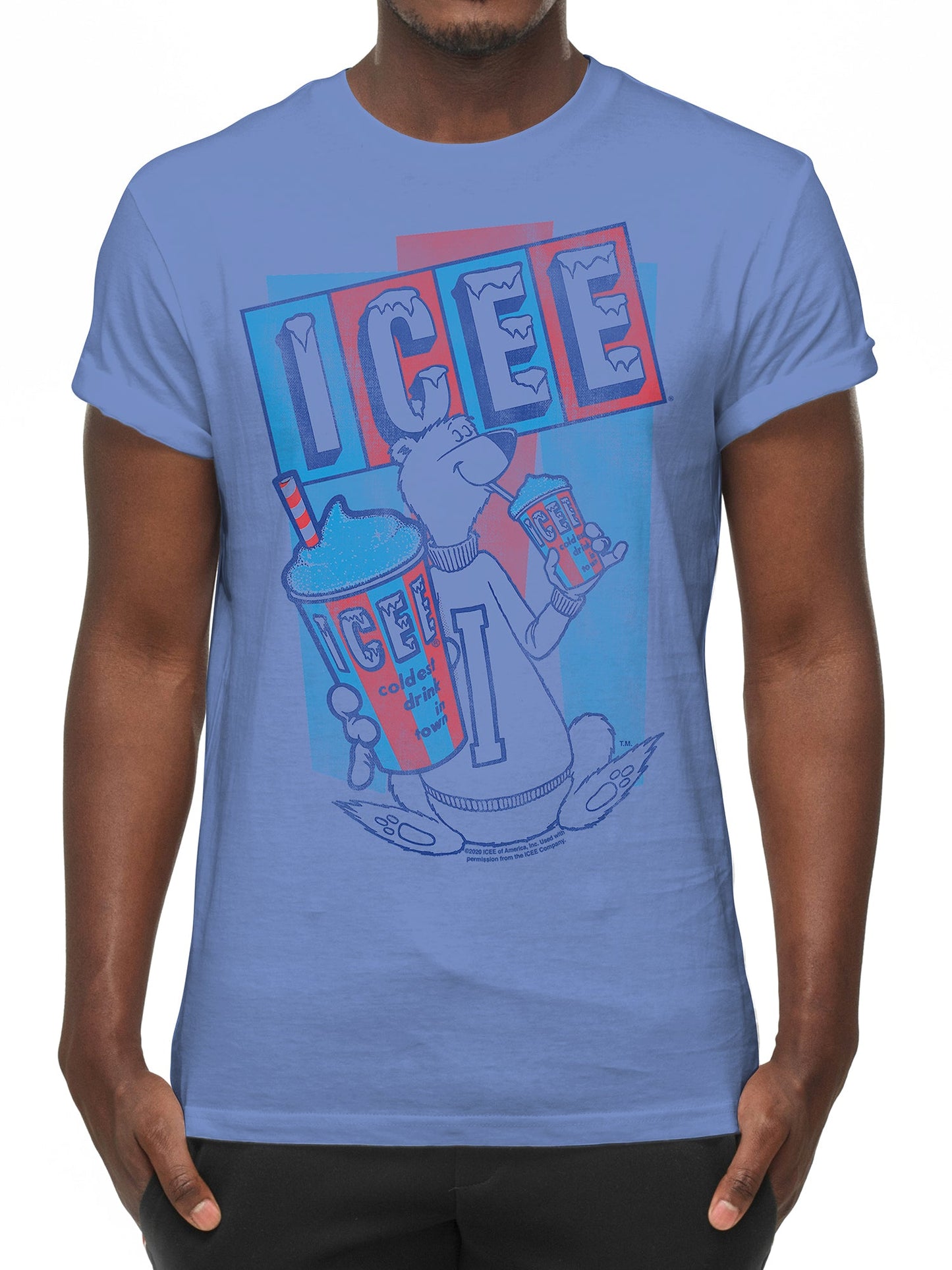 ICEE Polar Bear Logo Mens T Shirt Blue