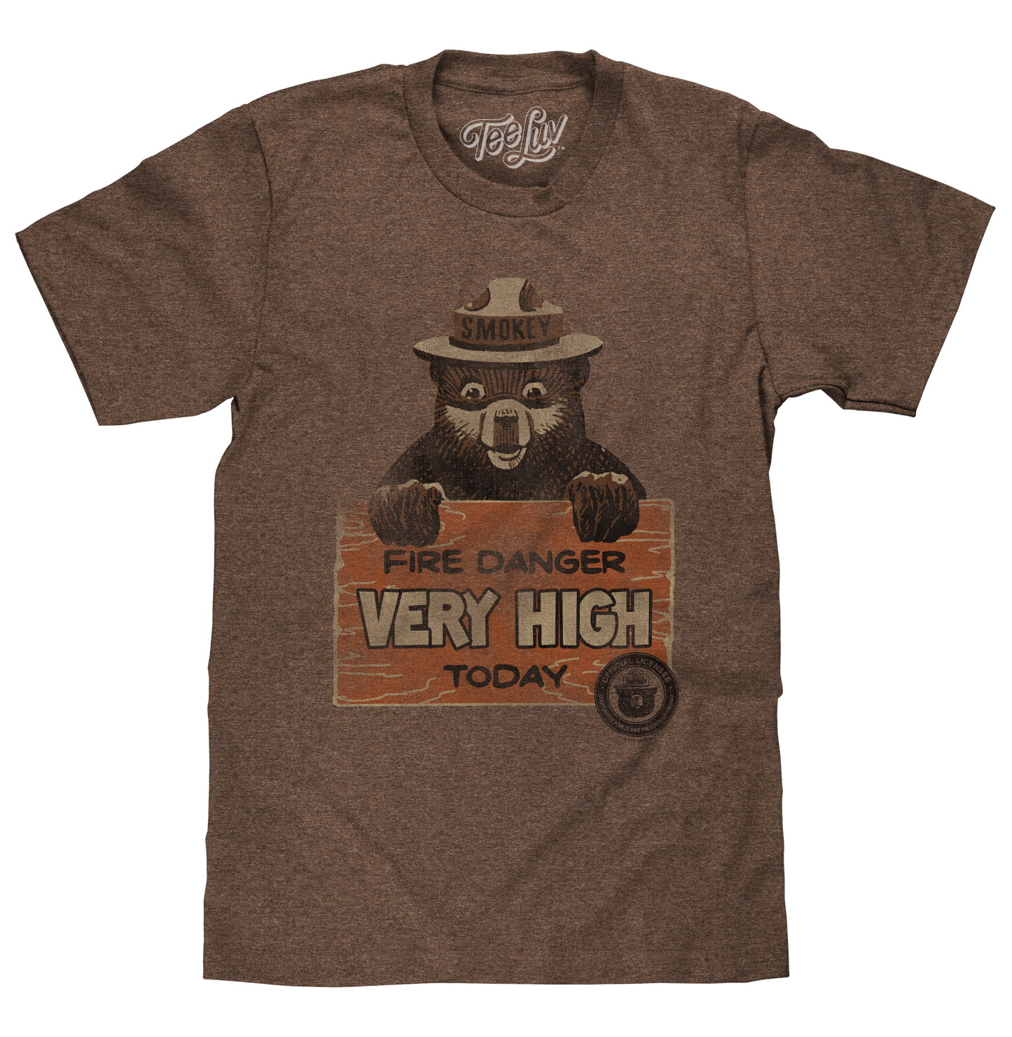 Smokey Fire Danger Very High Mens T Shirt Brown