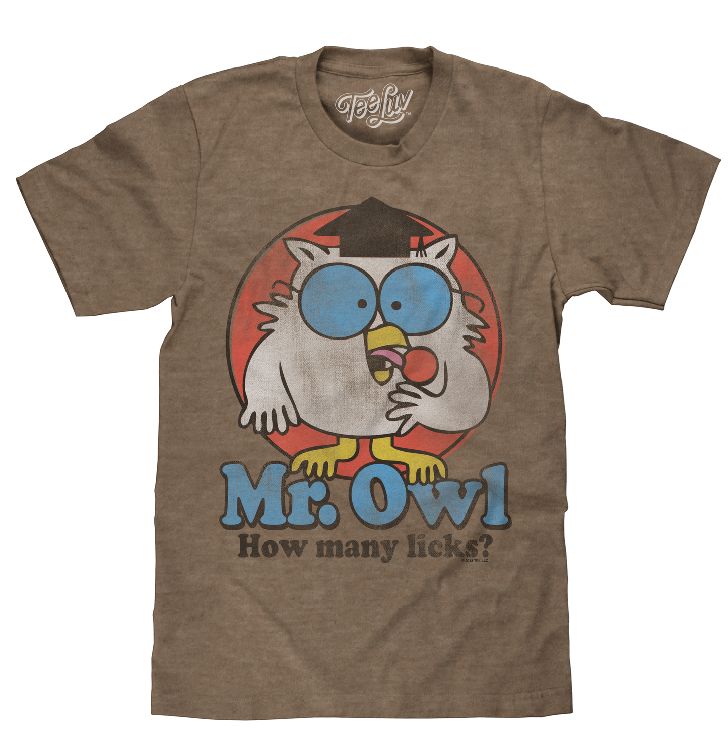 Mr. Owl How Many Licks? Mens T Shirt Brown