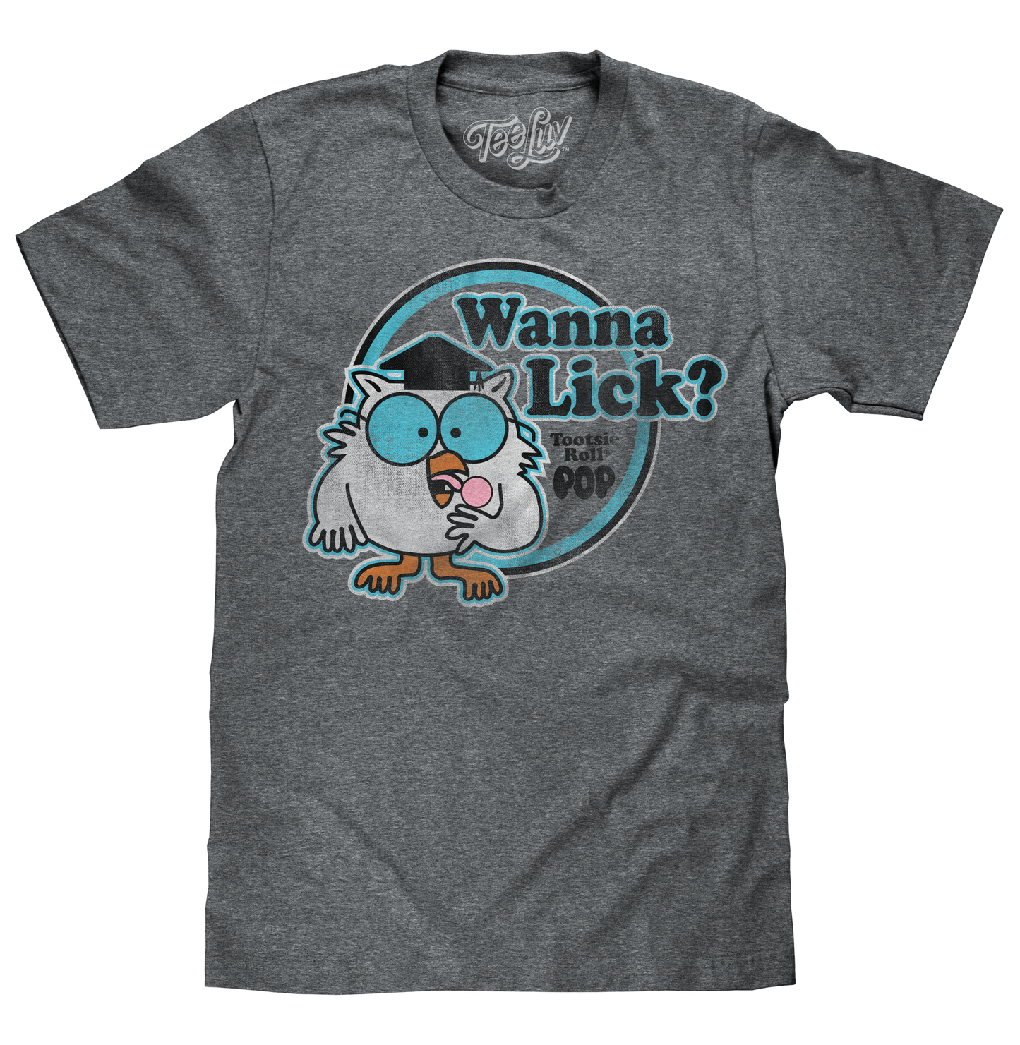 Tootsie Roll Pop Mr. Owl Wanna Lick? Mens T Shirt Gray