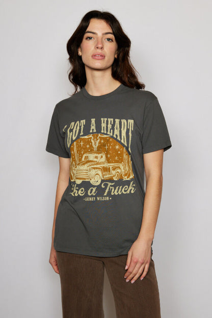 Lainey Wilson Heart Like a Truck Unisex Tee T Shirt Vintage Grey