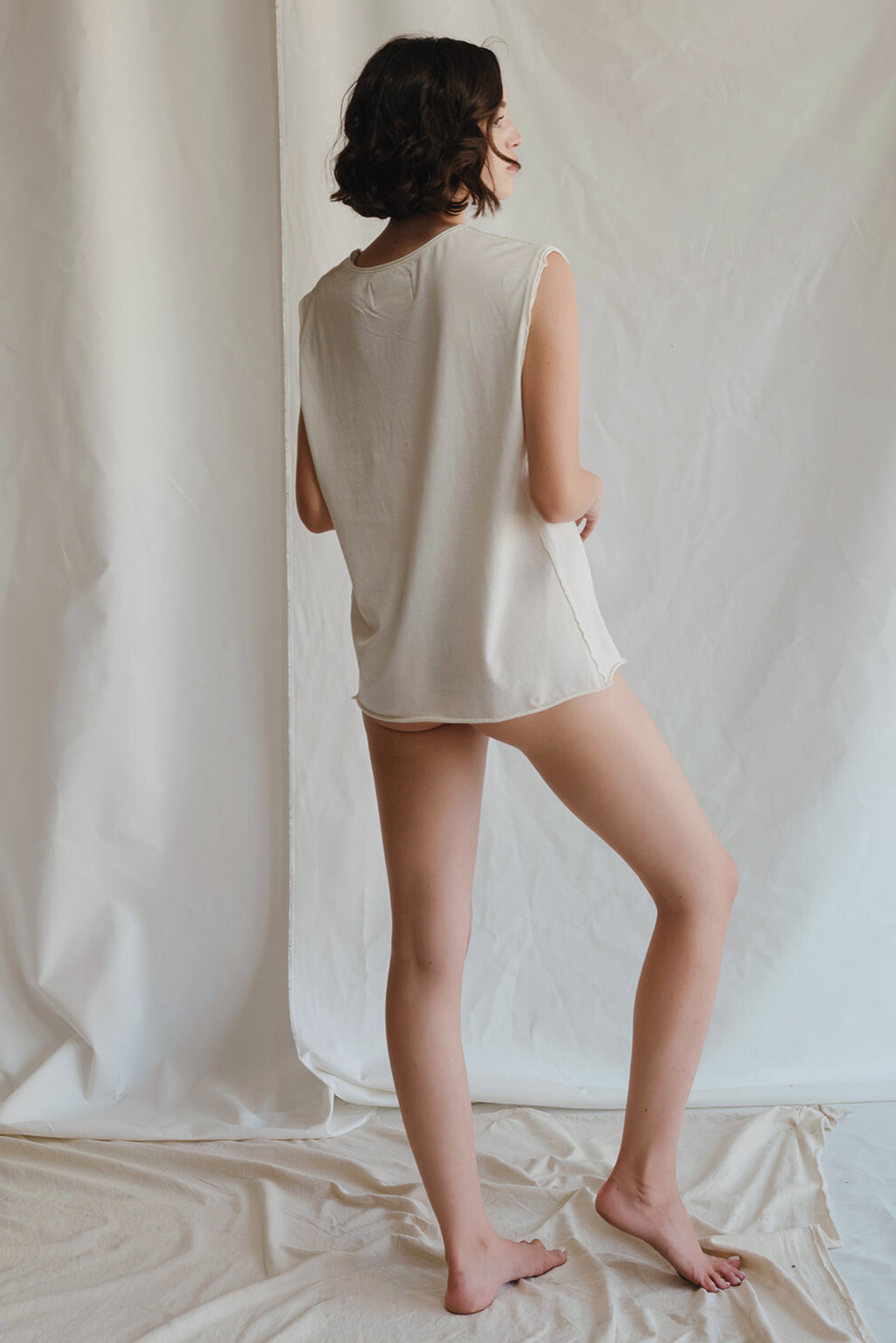 Sonny & Cher Oversized Womens Tank Top Shirt White