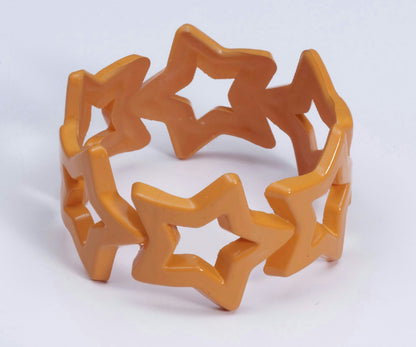Star Bangle Bracelet Orange Club Candy Neon Colored Plastic