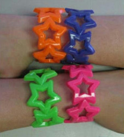 Star Bangle Bracelet Orange Club Candy Neon Colored Plastic