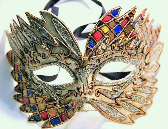Yellow Pink Blue Falcon Mardi Gras Eye Festive Party Mask