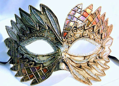 Orange Green Purple Gold Falcon Mardi Gras Eye Festive Party Mask