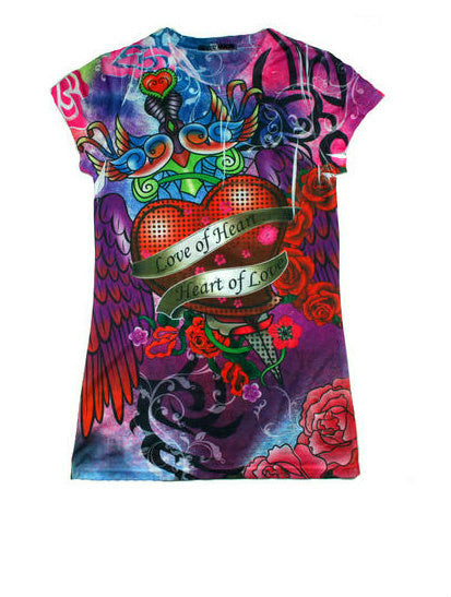 Girls Heart of Love Juniors Sublimation Fashion Shirt Size Small
