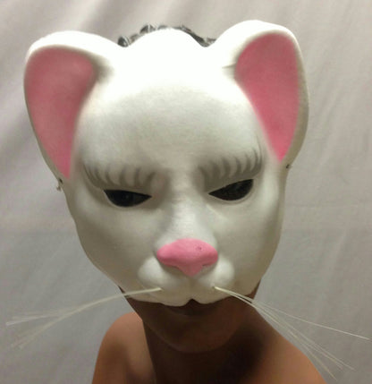 White Kitty Cat Eyemask with Whiskers Upper Face Mask