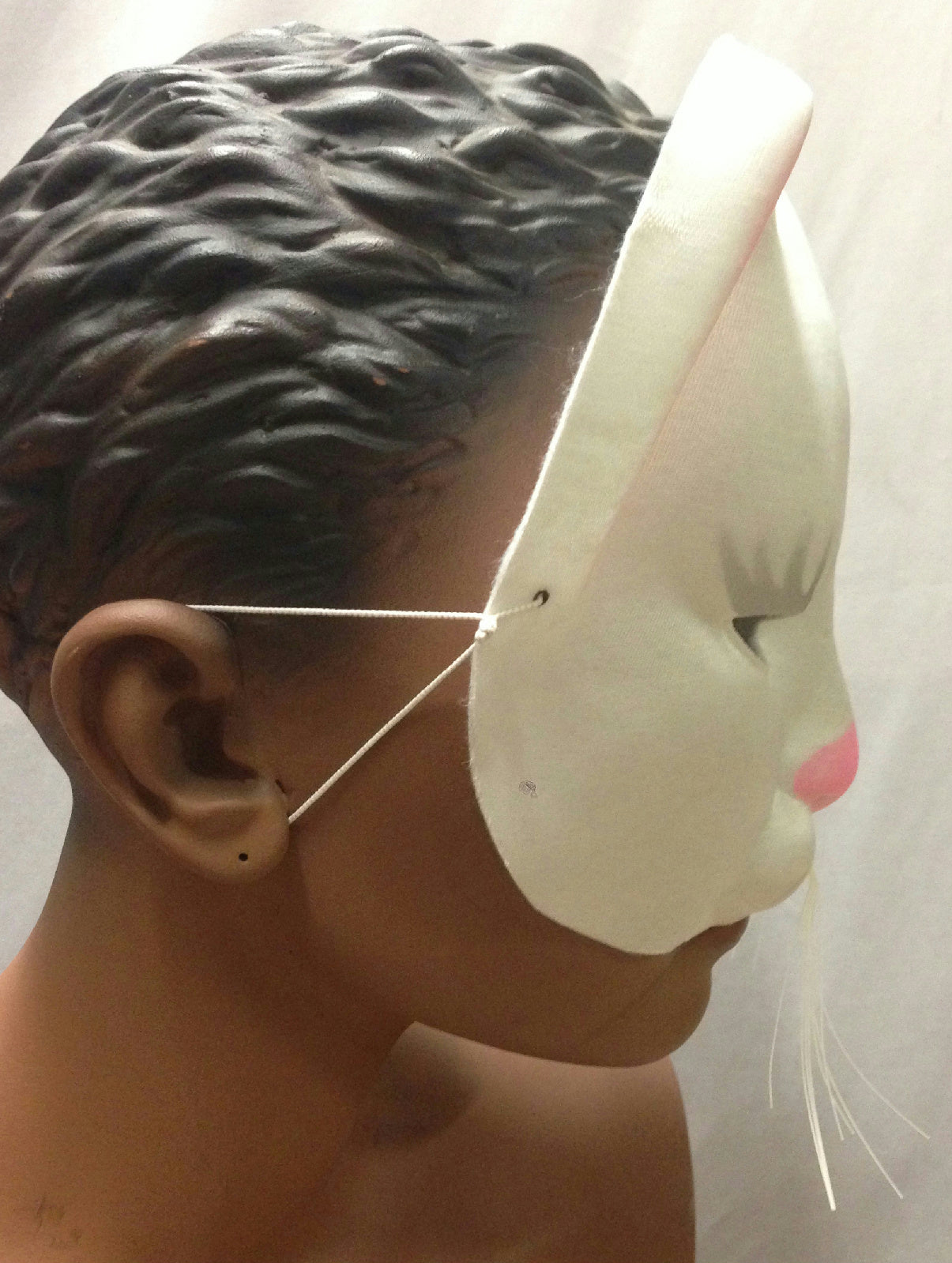 White Kitty Cat Eyemask with Whiskers Upper Face Mask