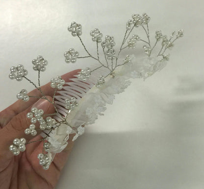 White Wedding Princess Flower Girl Comb Hair Accessory with Flowers