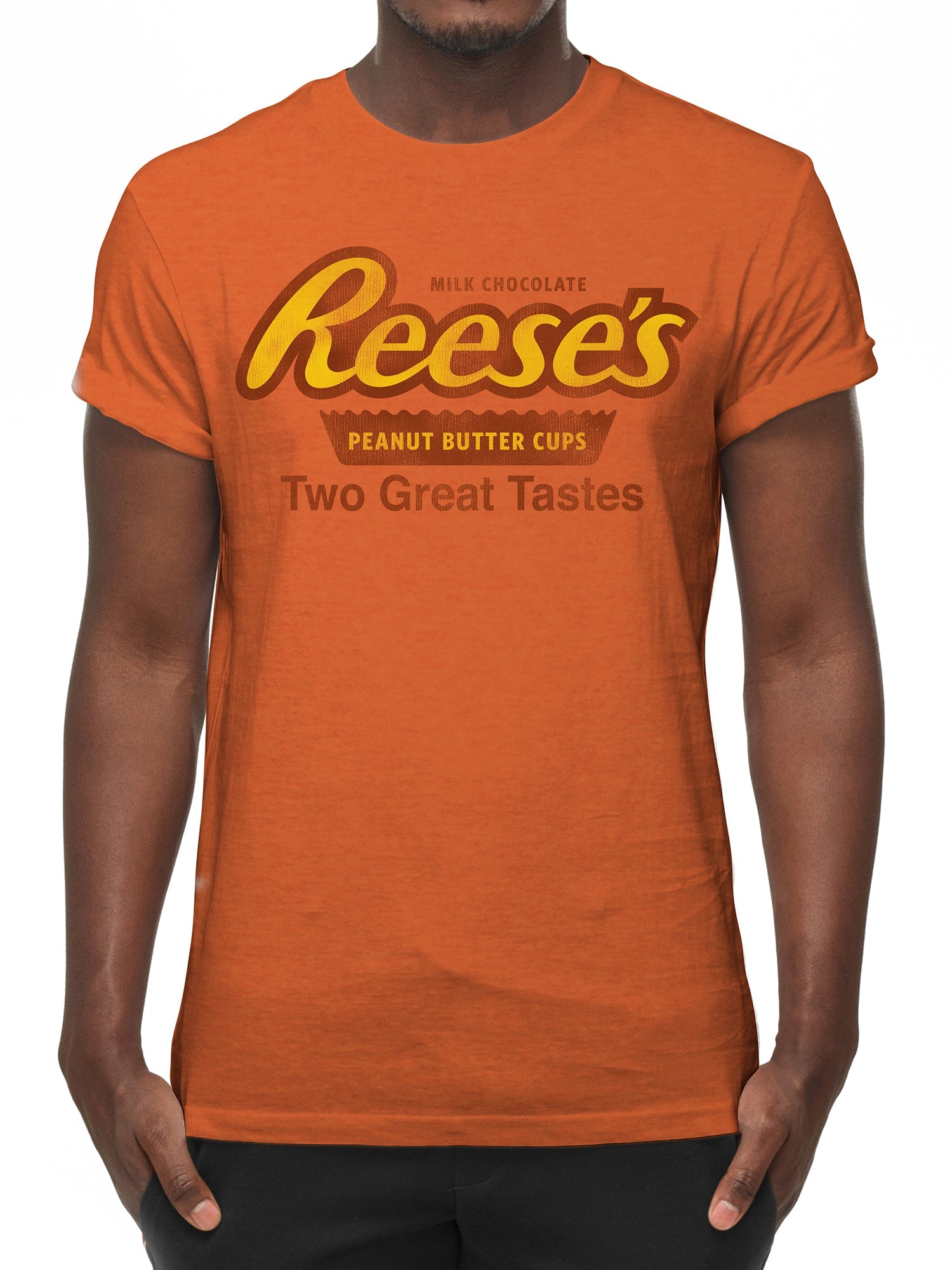 Reese's Peanut Butter Cup Two Great Tastes Mens T Shirt Orange
