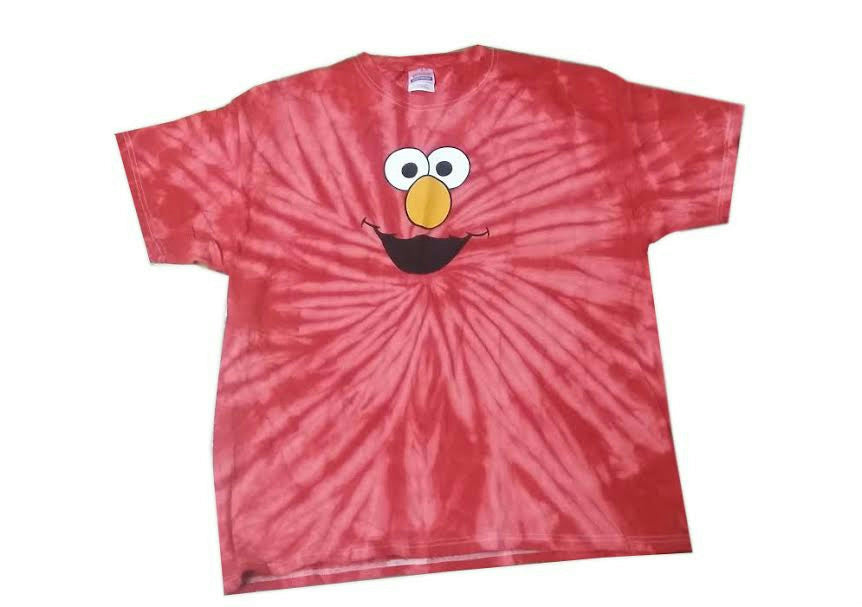 Red Elmo Face Tie Dye Tee Short Sleeve Shirt Small Unisex Adult