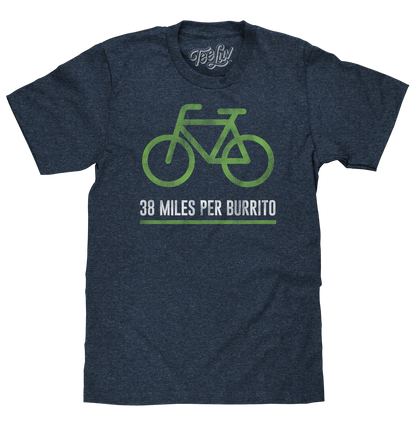 38 Miles Per Burrito Bike Mens T Shirt Blue