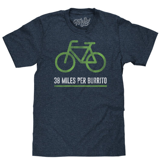 38 Miles Per Burrito Bike Mens T Shirt Blue