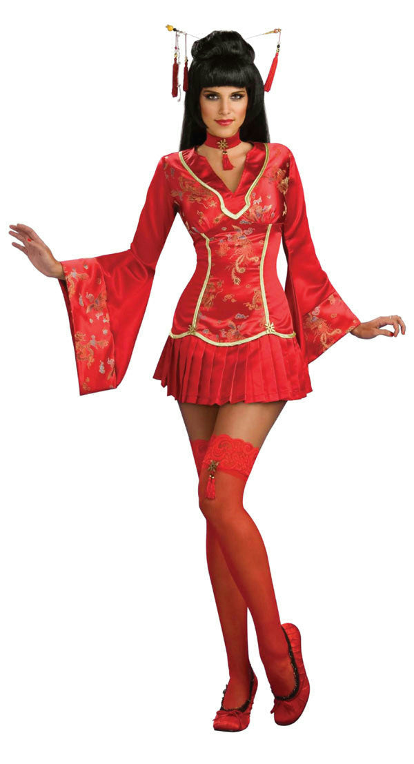 Secret Wishes Red Ginger Asian Oriental Geisha Sexy Adult Costume Size XS 0-2