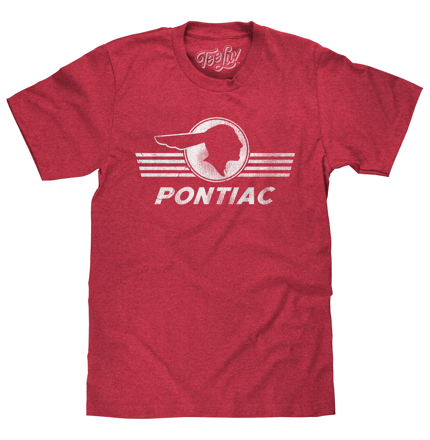 Pontiac Distressed Headdress Logo Mens T Shirt Red