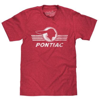Pontiac Distressed Headdress Logo Mens T Shirt Red