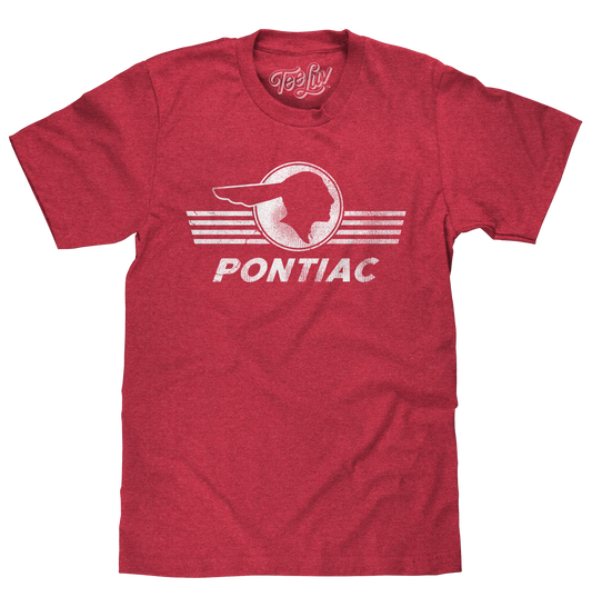 Pontiac Distressed Headdress Logo Mens T Shirt Red
