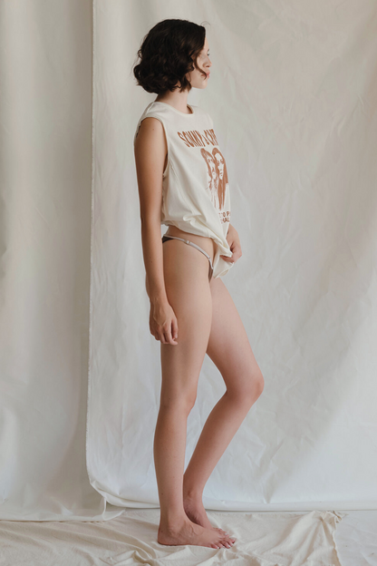 Sonny & Cher Oversized Womens Tank Top Shirt White