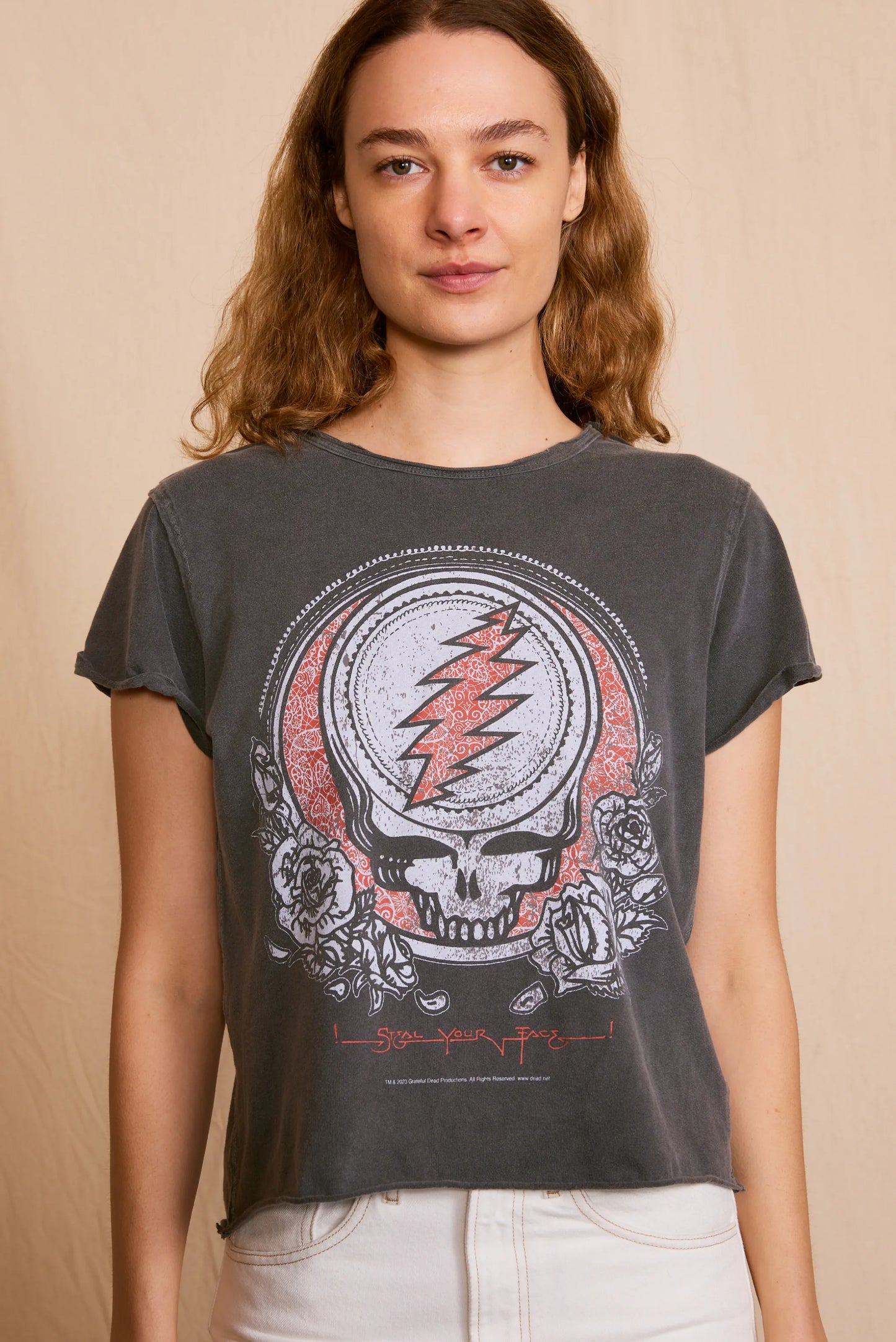 Grateful Dead Steal Your Face Top Womens T Shirt Vintage Black