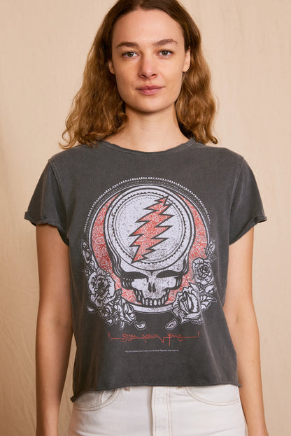 Grateful Dead Steal Your Face Top Womens T Shirt Vintage Black