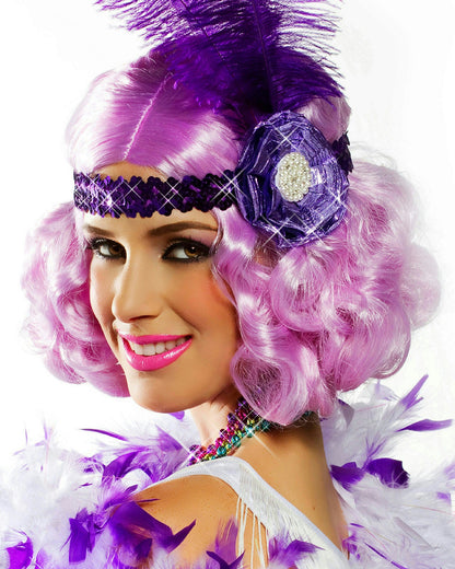 Party Pastel Purple Lilac Short and Curly Flapper Adult Costume Wig