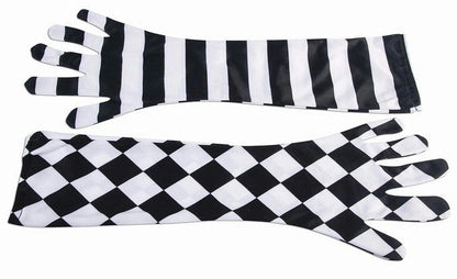 Forum Harlequin Black and White Mismatched Opera Length Gloves