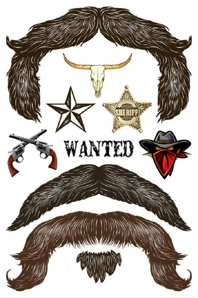 StacheTATS The Outlaw Mustache Temporary Facial Tattoos Assortment
