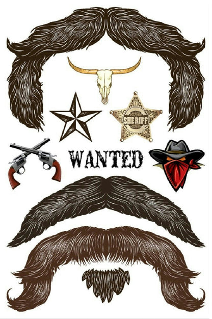 StacheTATS The Outlaw Mustache Temporary Facial Tattoos Assortment