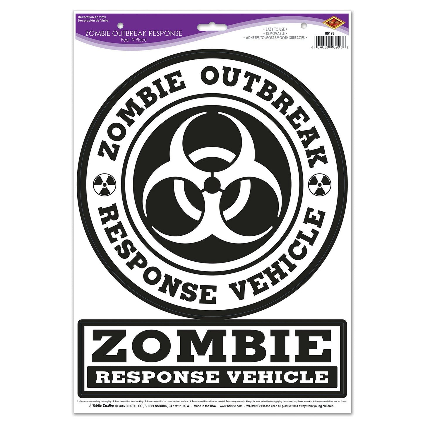 Peel 'N Place  Zombie Outbreak Response Car Stickers