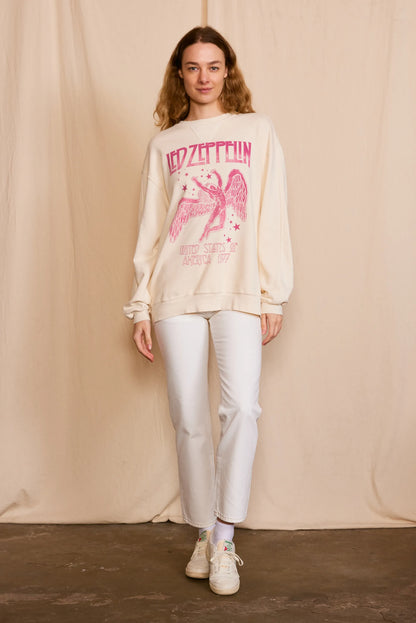 Led Zeppelin 1977 Star Struck Womens Crewneck Sweatshirt Vintage White