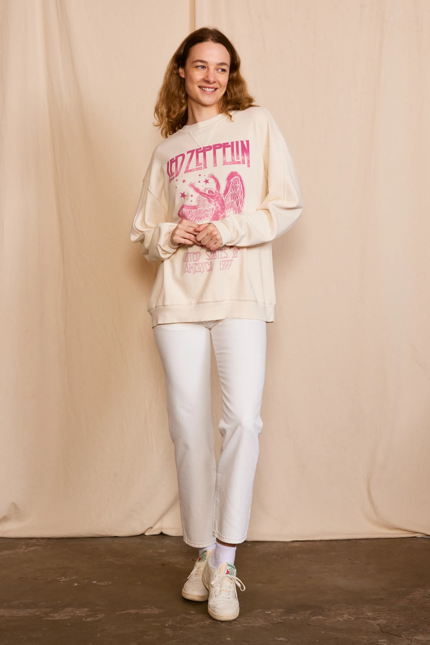 Led Zeppelin 1977 Star Struck Womens Crewneck Sweatshirt Vintage White