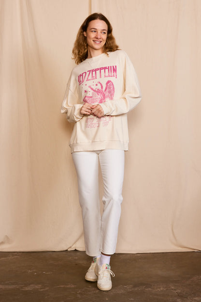 Led Zeppelin 1977 Star Struck Womens Crewneck Sweatshirt Vintage White