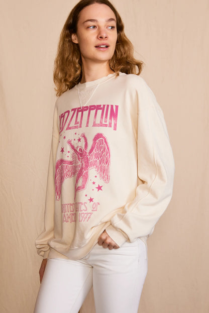 Led Zeppelin 1977 Star Struck Womens Crewneck Sweatshirt Vintage White