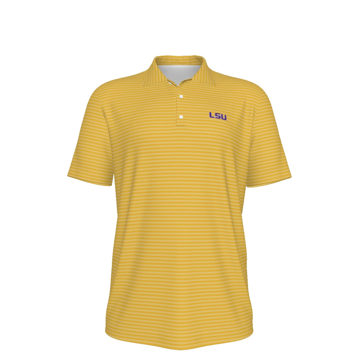 LSU Football Striped Polo Shirt Yellow