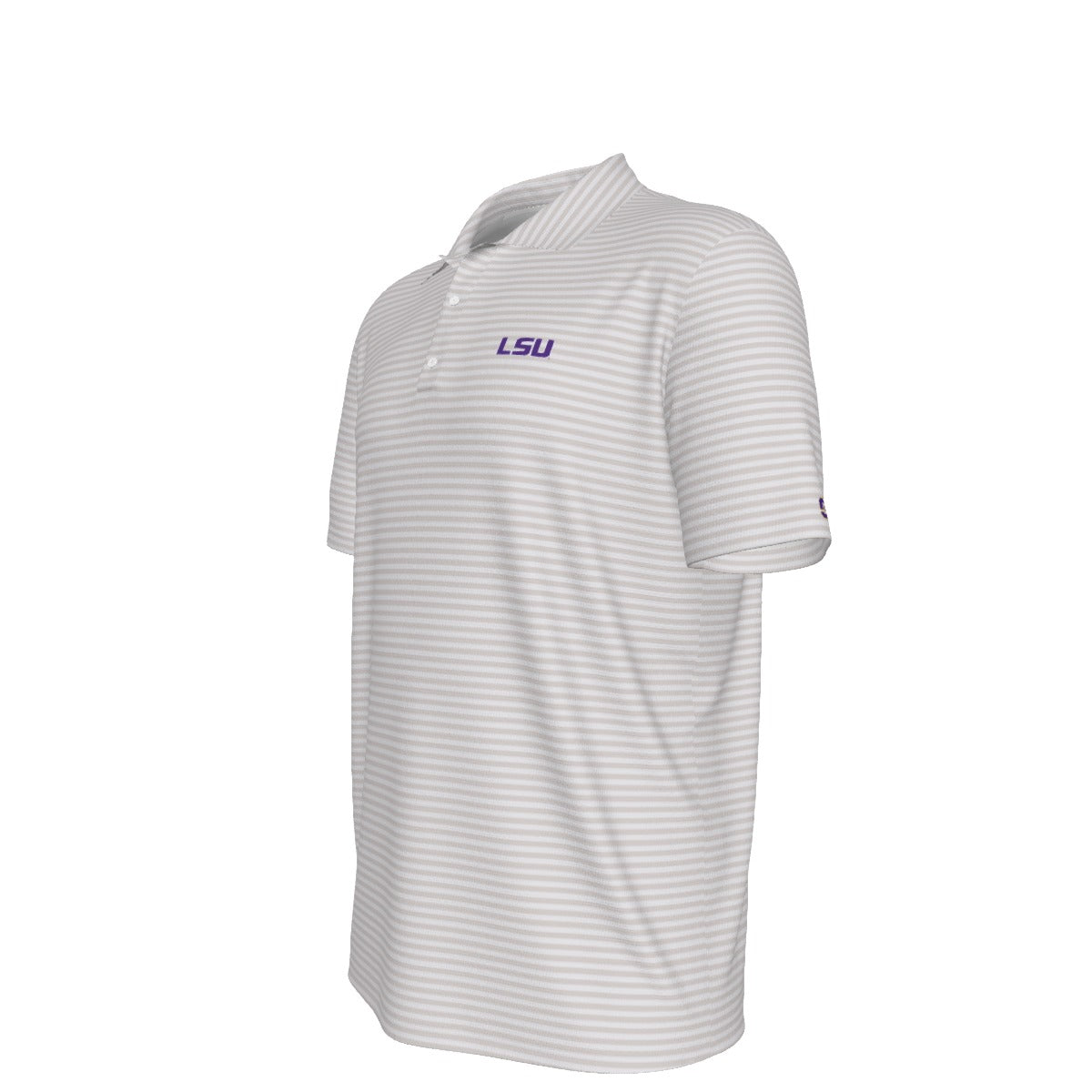 LSU Football Striped Polo Shirt Cream