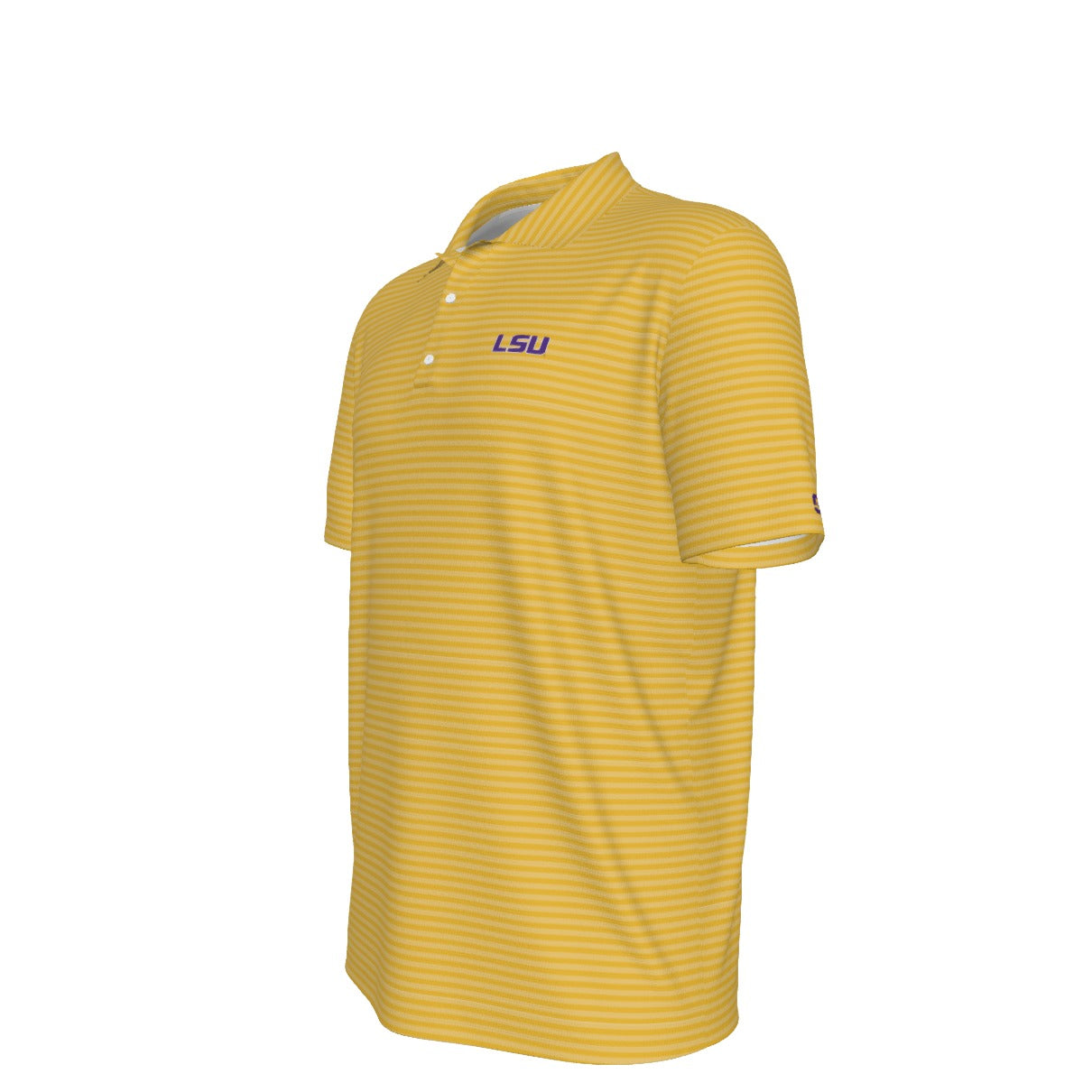 LSU Football Striped Polo Shirt Yellow