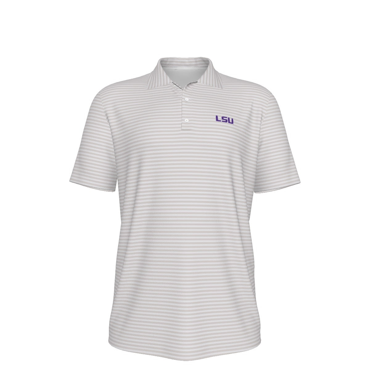 LSU Football Striped Polo Shirt Cream
