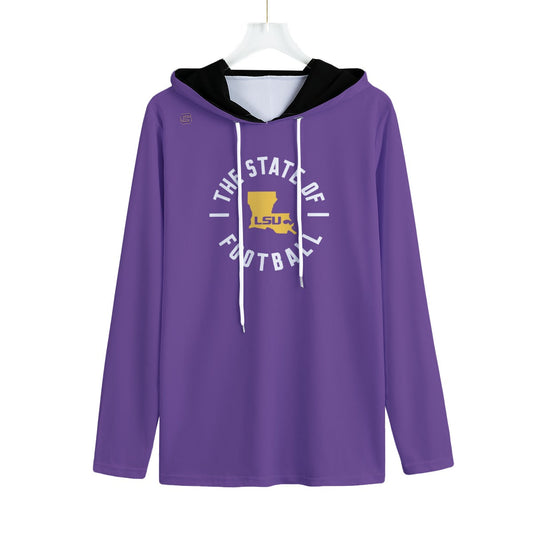 LSU Football State of Football Lightweight Sweatshirt Hoodie Purple