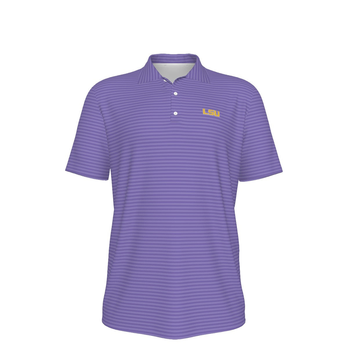 LSU Football Striped Polo Shirt Lavender