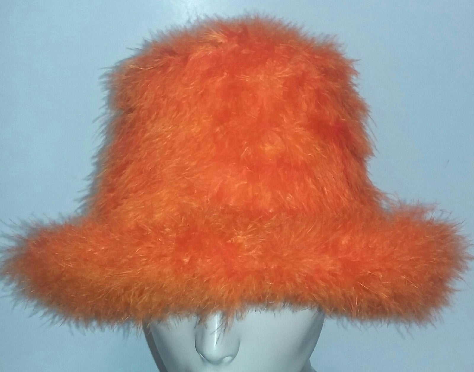 Orange Marabou Feather Foam Costume Top Hat