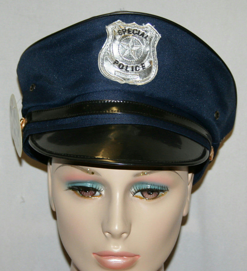 Navy Blue Adult Police Hat with Badge