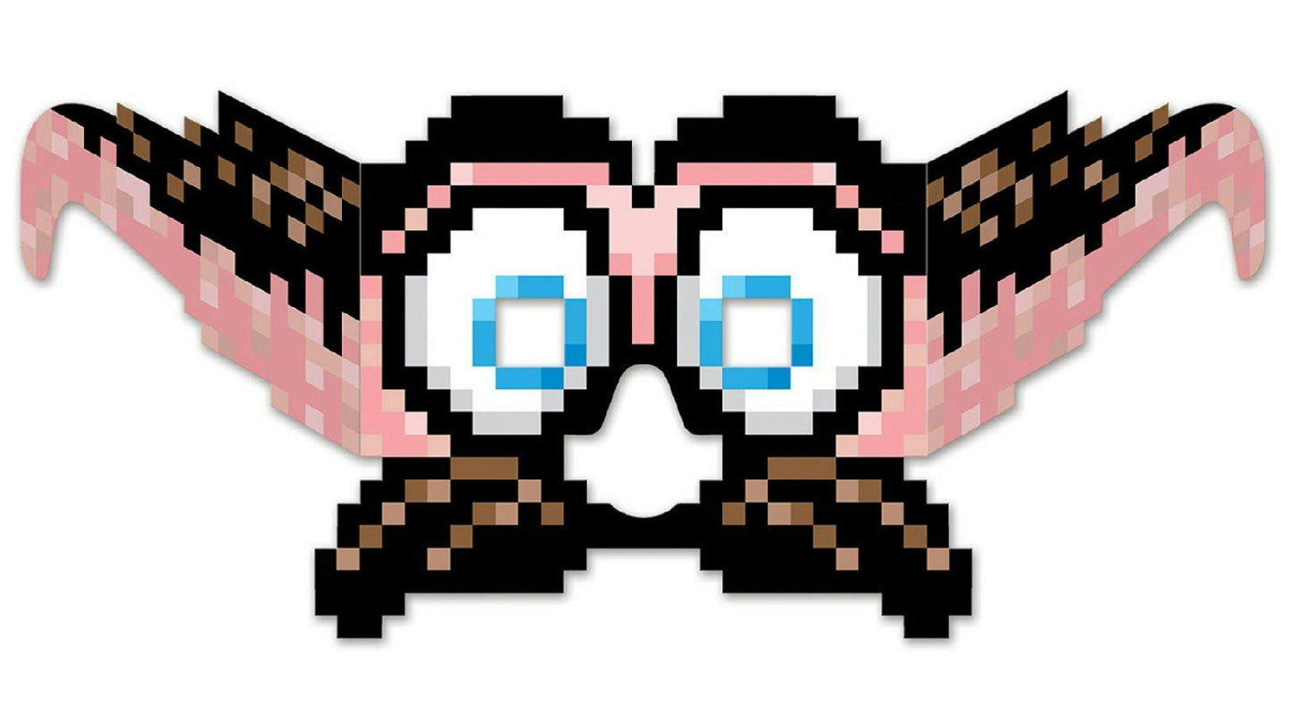 8-Bit Moustache & Eyes Paper Eyeglasses