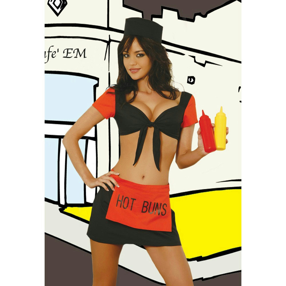 Elegant Moments Womens Sexy BBQ Barbeque Babe Hot Buns Adult Costume Large 10-14