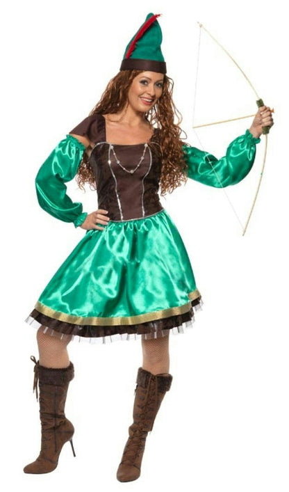 Smiffy's Women's Robyn Robin Hood Adult Ladies Costume Dress and Hat Small 6-8